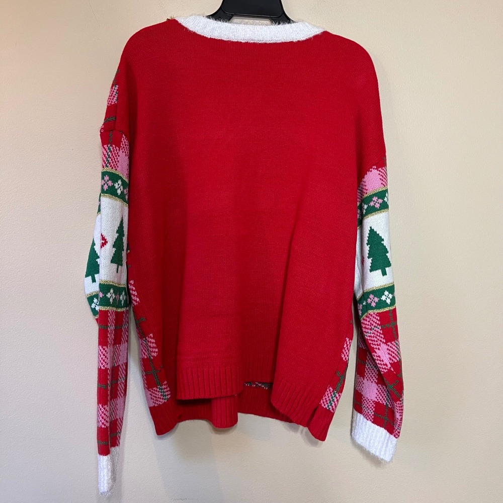 NWT Holiday Time Womens Merry Plaid Red Ugly Christmas Sweater XL 16-18 - Picture 2 of 7
